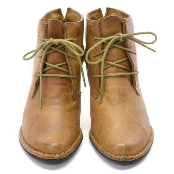 Terra Plana Tan Leather Lace Up Heeled Booties 8.5 - Picture 3 of 6